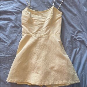 Zara Cream and Yellow Mini Dress